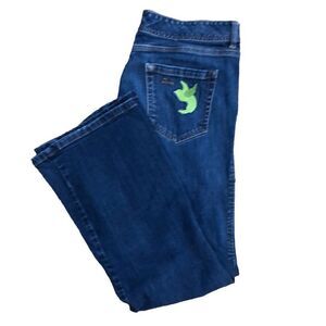 Dear AB Women's Blue Medium Wash Denim Stretch Bootcut Embroider Jeans Size 16R